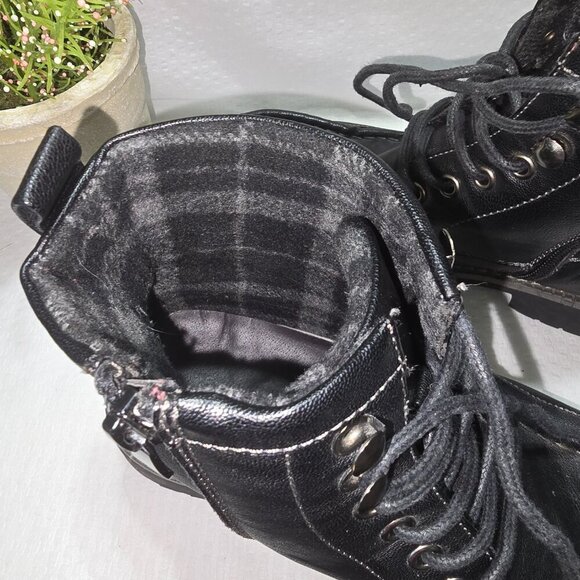 BRUNO MARC MENS BLACK MOTORCYCLE MILITARY COMBAT OXFORD BOOTS SIZE 7 - Picture 3 of 13